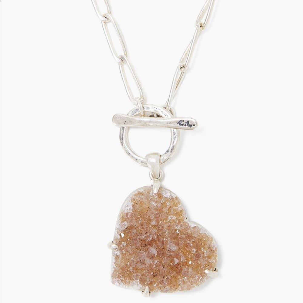 ISO‼️ Natural Agate Hanging Heart Toggle Necklace